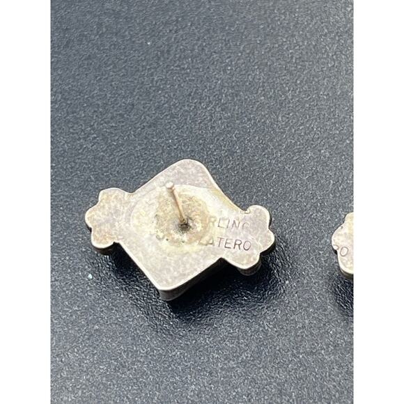 J.B. Platero Vintage Signed Southwestern Black Onyx Sterling Silver Stud Earring - Picture 5 of 8